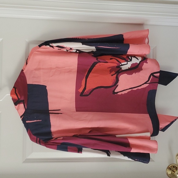 Tanya Taylor Avril Printed Satin Tie Multicolor Blouse Size XS - Picture 7 of 12